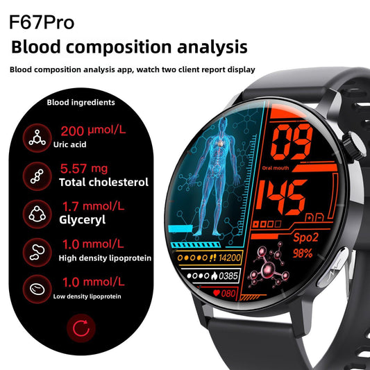 Smart Watch Non-Invasive Blood Glucose Body Temperature Blood Pressure Blood Oxygen Automatic Measurement ECG Ppg Blood Lipid Health Manager