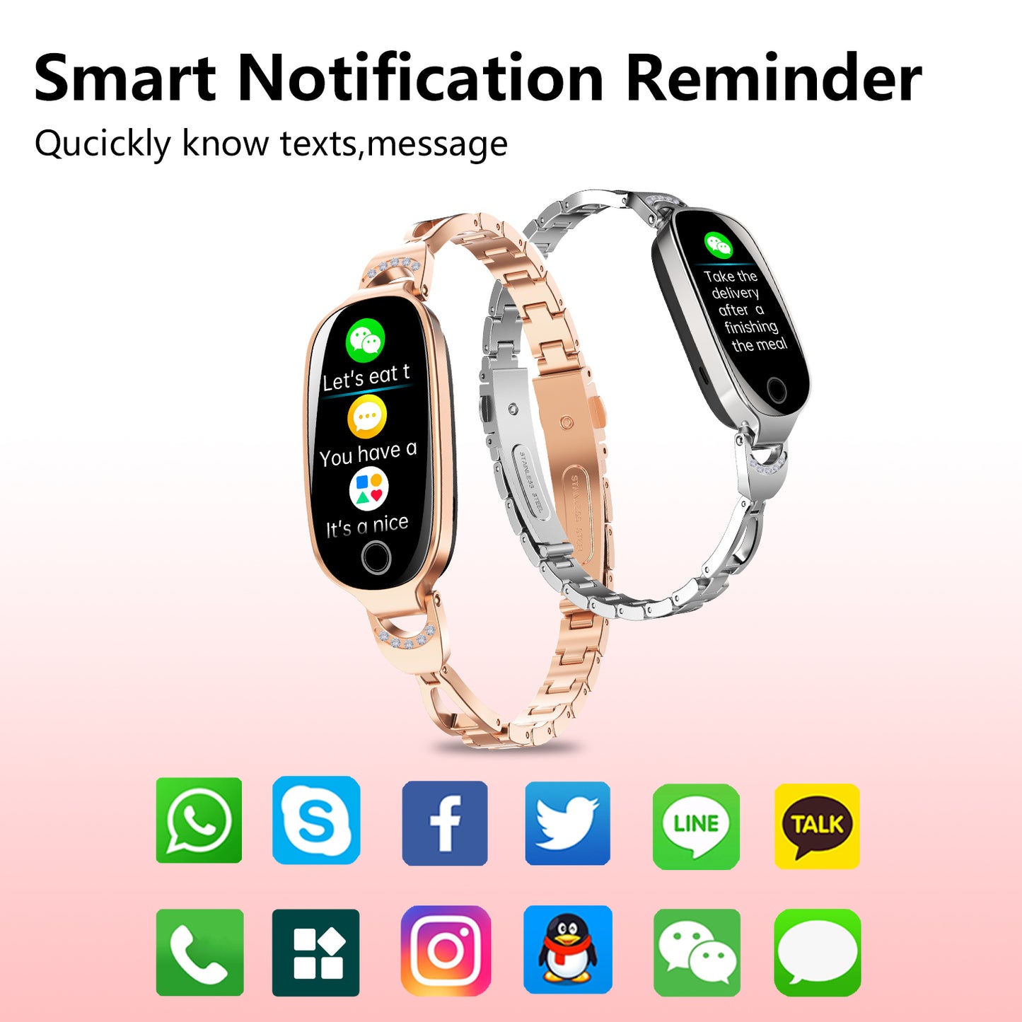 Gold Smartwatch For Women Compatible For Android& IOS,Bling Smart Bracelet With Female Menstrual Cycle Heart Rate Blood Pressure Remote Photography Waterproof Pedometer