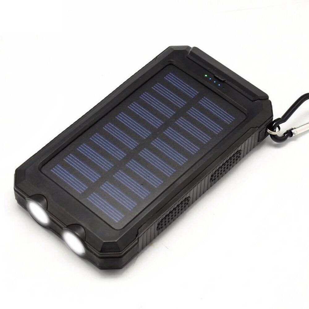 1O000000mAh Solar Power Bank Waterproof 2USB LED Battery Charger For Cell Phone