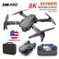 E88 Pro Mini Drone With Screen Control 4K Dual Camera Optical Flow Positioning LED Lighting Remote Control