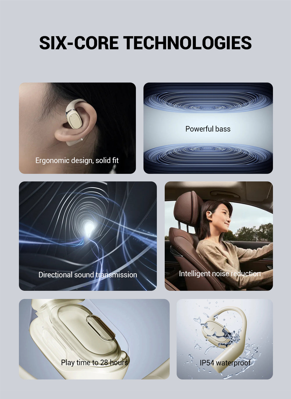 OWS Open-ear Headphones, 5.3 Wireless Earbuds, High-fidelity Stereo Wireless Headphones, 8-hour Playtime Sports Earbuds, With LED Digital Battery Display Charging Case, Perfect For Work, Workouts