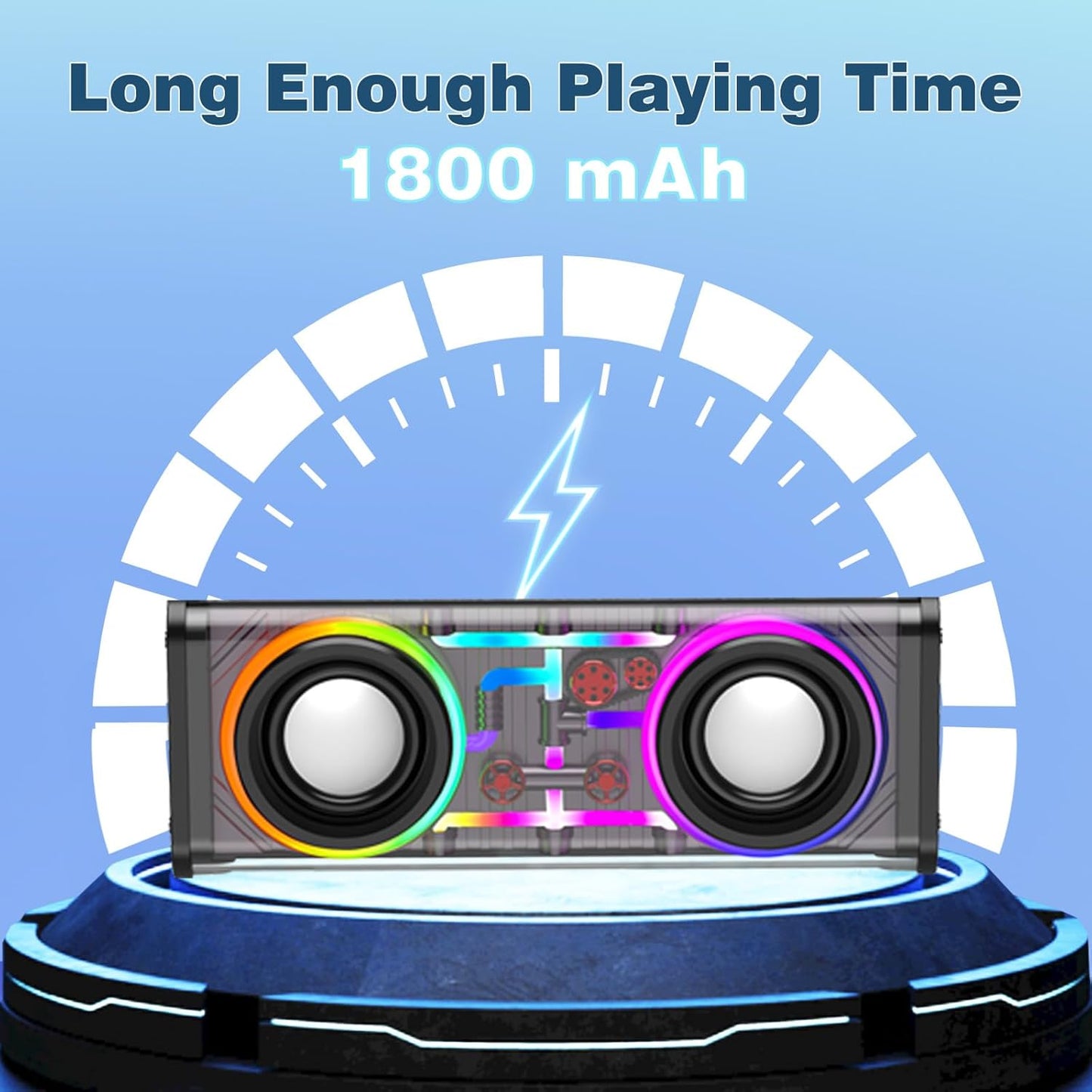 Portable Bluetooth Speaker With LED Lights&Transparent Casing, Bluetooth 5.3 Wireless Outdoor Speakers Support TWS Pairing-TF Card, 10W Stereo Sound, Electronics For Home, Outdoors, Travel -Black