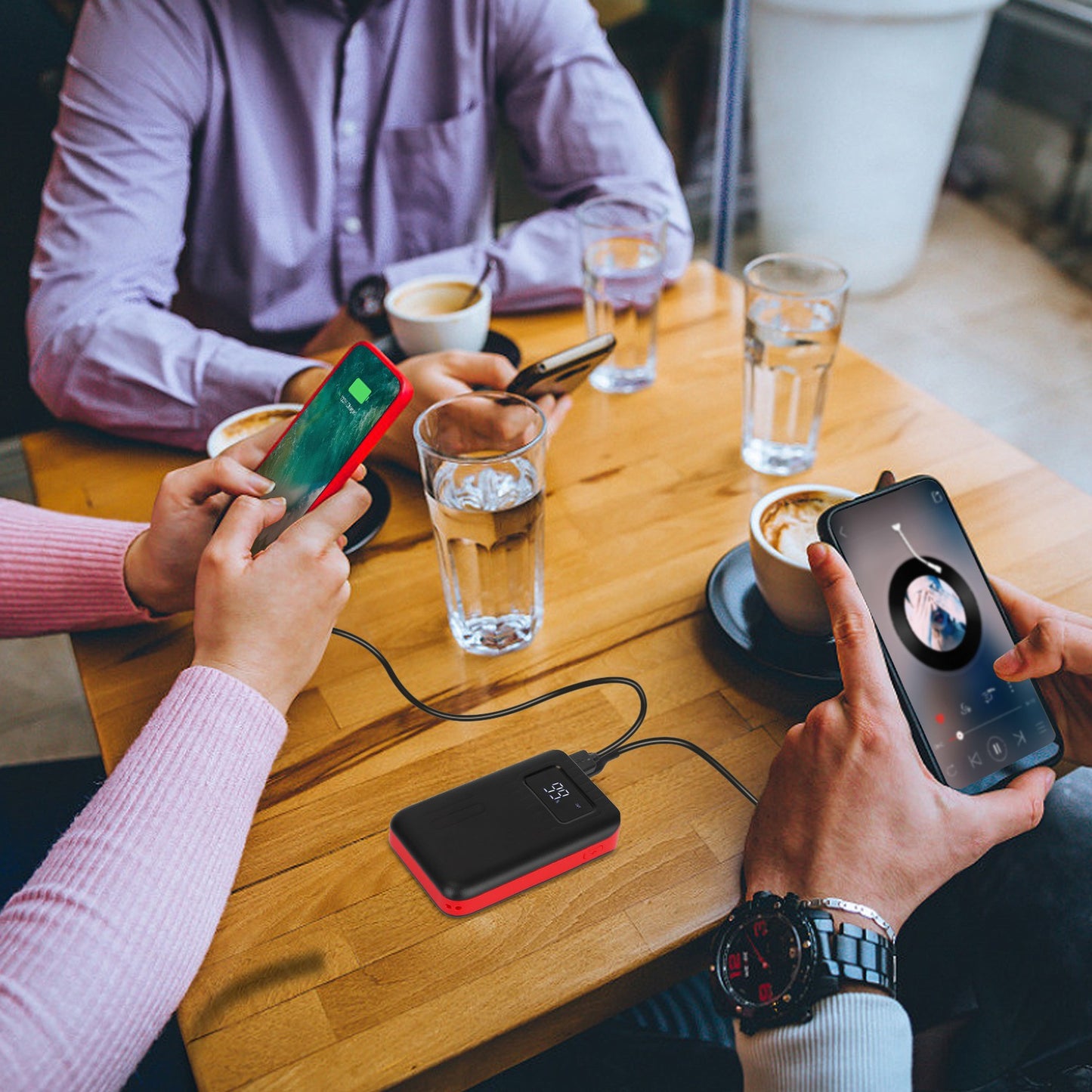 1Pc 1W MAh Portable Power Bank External Battery Pack Charger Dual USB Charge Interface With LCD Display Flashlight Type C Micro USB Lightning Input