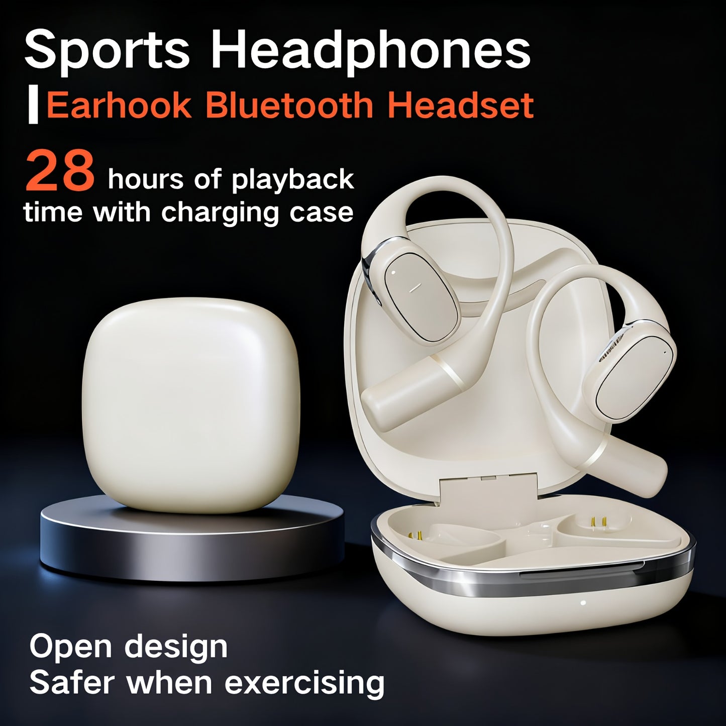 OWS Open-ear Headphones, 5.3 Wireless Earbuds, High-fidelity Stereo Wireless Headphones, 8-hour Playtime Sports Earbuds, With LED Digital Battery Display Charging Case, Perfect For Work, Workouts