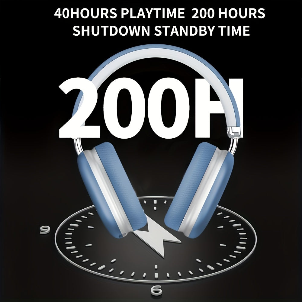 This Bluetooth Headset With A Microphone Offers A 40-hour Playback Time. It Is Retractable, Has High-quality Sound, And Features Soft Memory Ear Cups With Button Control. It Is Suitable For Music