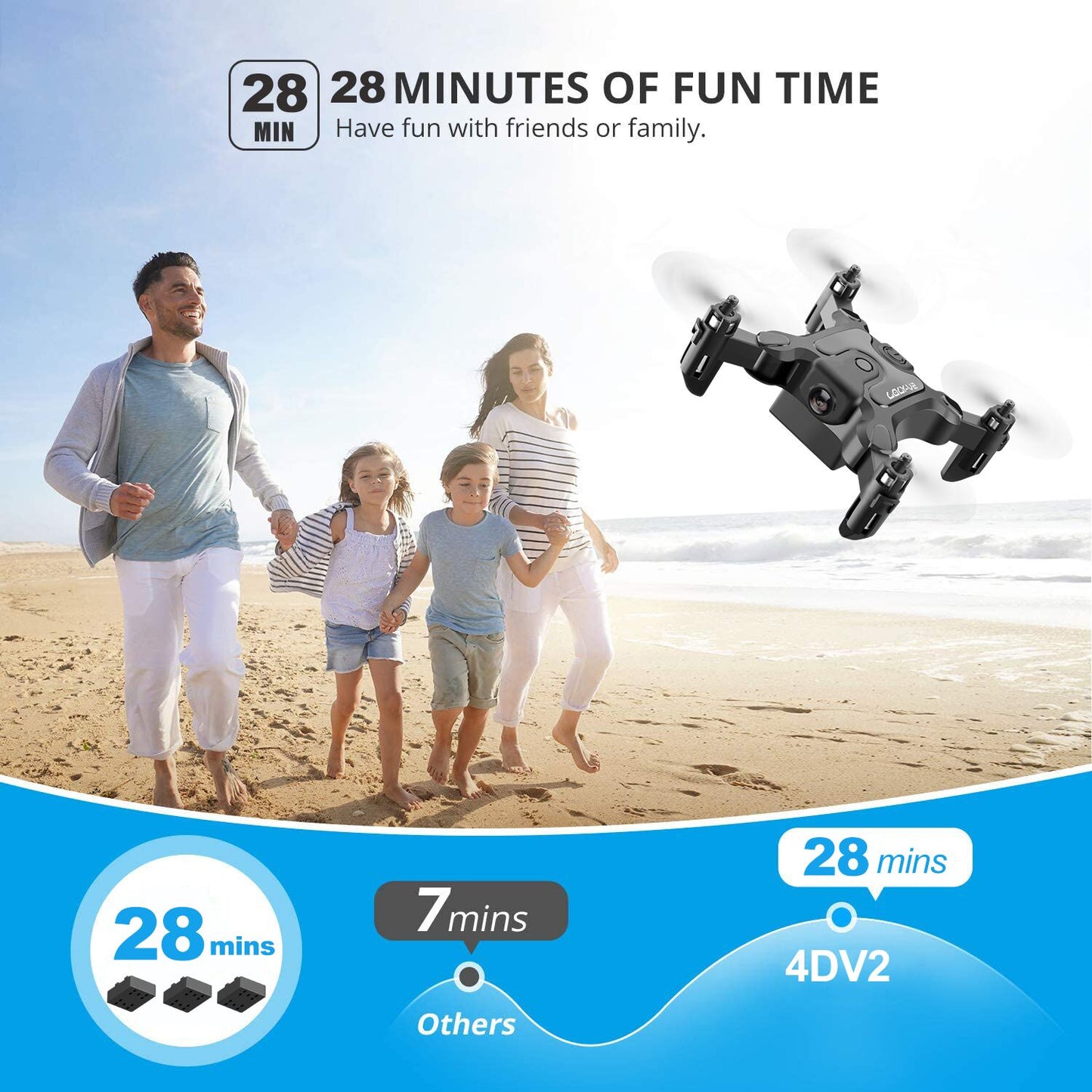 DE  V2 Mini Drone Selfie WIFI FPV With HD Camera Foldable Arm RC Quadcopter Toy